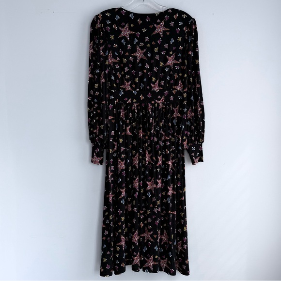 Boden Blouson Sleeve Fixed Wrap Jersey Midi Dress Black Star Floral 2 P NWT - Picture 10 of 16